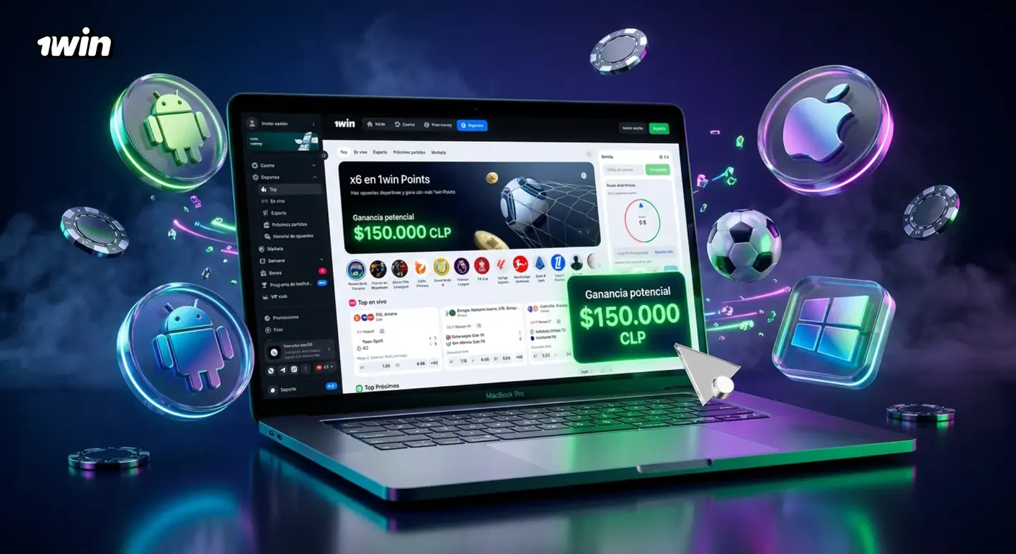 La caja de 1win abierta en móvil y escritorio